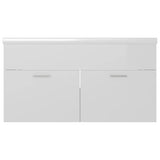 Sink Cabinet with Built-in Basin High Gloss White Engineered Wood 3070844