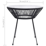 Garden Dining Table Black 70x74 cm Rattan and Glass 312165
