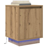 ZNTS Bedside Cabinet with LED Lights Artisan Oak 38x34x50 cm 861281