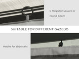 Set of Four 3 x 3m Gazebo Replacement Walls - Light Grey T3398P310861