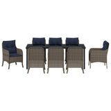 Garden Dining Set with Cushion 9 pcs Grey Poly Rattan 3380196