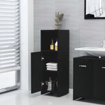ZNTS 3 Piece Bathroom Furniture Set Black Engineered Wood 3056908