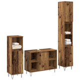 Bathroom Furniture Set with Door 3 pcs Old Wood Engineered Wood 3378507