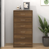 Sideboard with 6 Drawers Brown Oak 50x34x96 cm Engineered Wood 815365