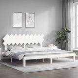 Bed Frame without Mattress White 200x200 cm Solid Wood Pine 3193747