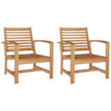 Chair 2 Piece Brown 65 x 60 x 76.5 cm Solid Teak Wood 42006402
