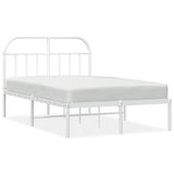 Metal Bed Frame without Mattress with Headboard White 135x190cm 353683