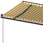 ZNTS Manual Retractable Awning with Posts 5x3.5 m Yellow and White 3070258