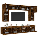 8 Piece TV Wall Cabinet Set with LED Lights Smoked Oak 3216768