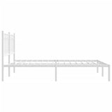 Metal Bed Frame without Mattress with Headboard White 160x200cm 376180