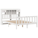 Bookcase Bed without Mattress White 150x200 cm King Solid Wood Pine 3321746