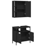 ZNTS 2 Piece Bathroom Furniture Set Black Engineered Wood 3214715