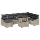 Sofa Set with Cushion with Storage 9 pcs Light Grey Poly Rattan 3349058