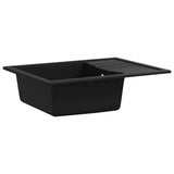 Kitchen Sink with Overflow Hole Oval Black Granite 147101