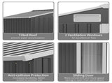 Garden Metal Tool Storage Shed with Sliding Door, Sloped Roof and Foundation Kit, 152 x 132 x 188cm, T3398P313648