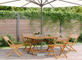 5 Piece Garden Dining Set Taupe Fabric and Solid Wood 3281786