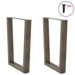 ZNTS Dining Table Legs V-Shape 2 pcs Natural Steel 60x cm Steel 4012643