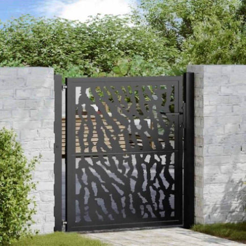 ZNTS Garden Gate Black 105x106 cm Steel Trace Design 4100979