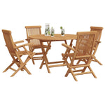 Garden Dining Set Folding 5 pcs Brown Solid Teak wood 3385970