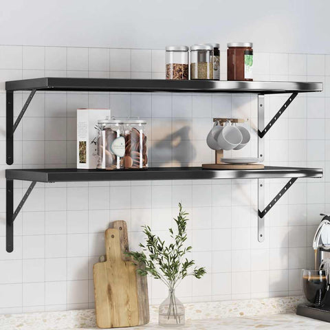 Wall Shelves 2 pcs 100x40x3 cm Black Stainless Steel 30287
