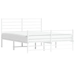ZNTS Metal Bed Frame without Mattress with Footboard White 160x200cm 352389