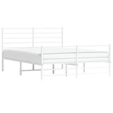 ZNTS Metal Bed Frame without Mattress with Footboard White 160x200cm 352389
