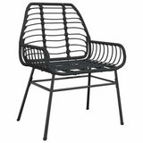 5 Piece Garden Dining Set Black Poly Rattan Glass 3334536