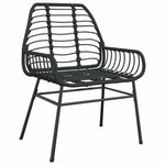 7 Piece Garden Dining Set Black Poly Rattan Glass 3334539