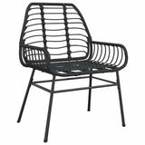 7 Piece Garden Dining Set Black Poly Rattan Glass 3334539