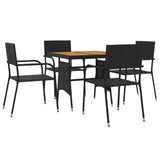 Outdoor Dining Set Black PE rattan, steel, solid acacia wood 3120087