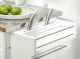 Wooden Kitchen Island on Wheels, Serving Cart Storage Trolley with Stainless Steel Top, Drawer, Side T3398P342215