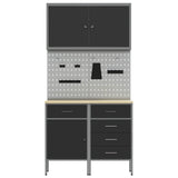 Work Cabinet with Drawer 5 pcs Black Engineered Wood and Steel 3321424