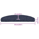 Stair Mats Self-adhesive 30 pcs 65x21x4 cm Blue Half Round Large 3365660