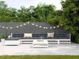 7 Piece Garden Lounge Set White Solid Wood Pine 3250617