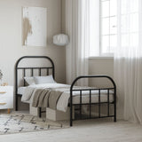Bed Frame Black Powder-coated Steel Small Single Bed Frame 353643