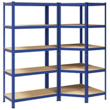 2 Piece 5-Layer Shelves Set Blue Steel&Engineered Wood 3307613