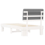 Bed Frame with Upholstered Headboard White and Light grey 877458