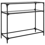 ZNTS Console Table with Transparent Glass Top 98x35x81 cm Steel 846026