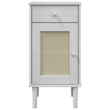 Bedside Cabinet SENJA Rattan Look White 40x35x80 cm Solid Wood Pine 358017