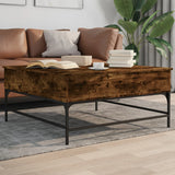 ZNTS Coffee Table Smoked Oak 95x95x45 cm Engineered Wood and Metal 3217066