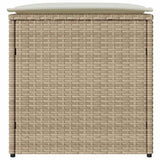 Cushion Box with Storage Beige 50 x 50 x 50 cm Poly Rattan 365412