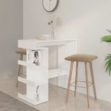 ZNTS Bar Table with Storage Rack White 100x50x101.5 cm Engineered Wood 809449