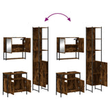 3 Piece Bathroom Furniture Set Smoked Oak Engineered Wood 3214677