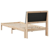 Bed frame Brown and light grey 100 x 200 cm Solid pine wood 878769