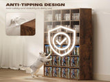 CD Storage Unit with Adjustable Shelves, 89 x 130.5 cm, Rustic Brown T3398P553227