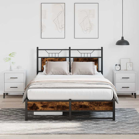 Bed Frame without Mattress Smoked Oak 120x200 cm Engineered Wood 4106906