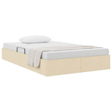 Storage Bed with Mattress Creme 120 x 200 cm Fabric 3370008