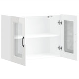 Kitchen Wall Cabinet with Glass Door Kalmar High Gloss White Engineered Wood 853609