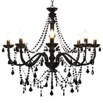 Chandelier with Beads Black 8 x E14 Bulbs 281605