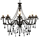 Chandelier with Beads Black 8 x E14 Bulbs 281605